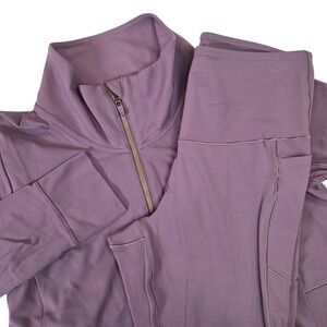 Rhone Women's M Course to Court 1/4 Zip & Revive 7/8 Pocket Legging Set Purple